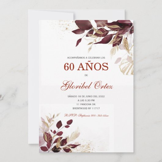 Invitación de 60 Años Mujer Einladung (Vorderseite)