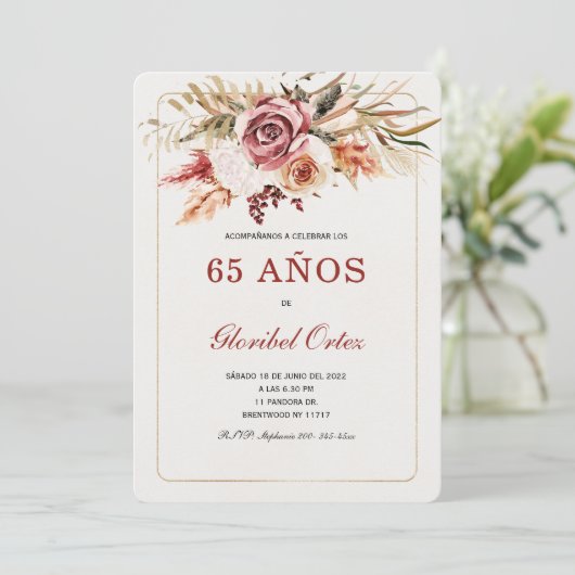 Invitación de 65 Años Mujer Einladung (Stehend Vorderseite)