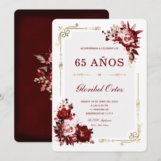Invitación de 65 Años Mujer Einladung (Vorne/Hinten)