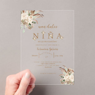 Invitacion de baby dusche color beige acryleinladungen