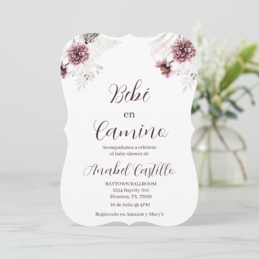 Invitación de baby dusche de flores silvestres einladung (Stehend Vorderseite)