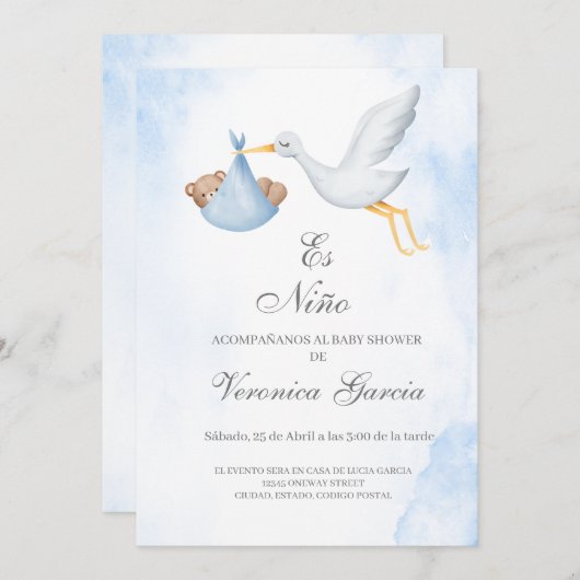 Invitacion de baby Dusche para niño Einladung (Vorne/Hinten)