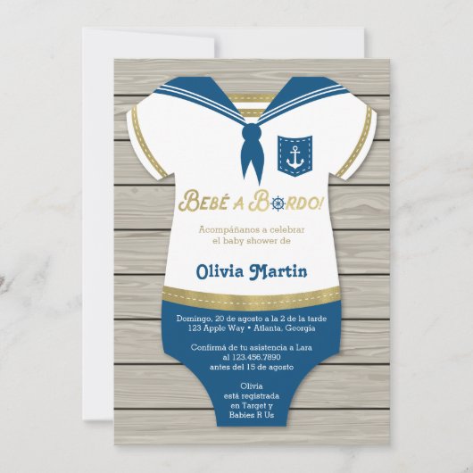 Invitación de Baby Shower, Pequeño marinero Einladung (Vorderseite)