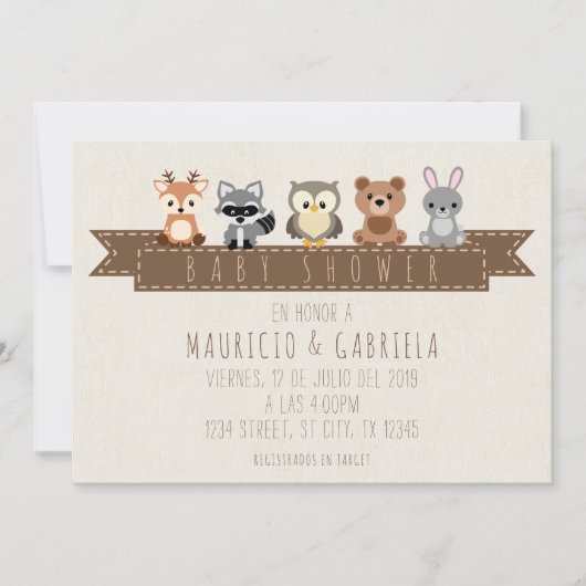 INVITACION DE BABY SHOWER - TEMA BOSQUE EINLADUNG (Vorderseite)