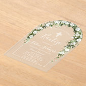 Invitación de bautismo acrílica con flores blancas acryleinladungen (Ablage )