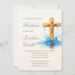 Invitación de bautismo con crucifijo einladung