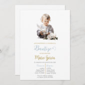 Invitación de bautismo con paloma blanca einladung (Vorne/Hinten)