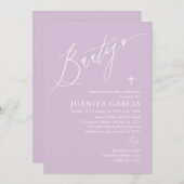 Invitación de bautismo de niña púrpura einladung (Vorne/Hinten)