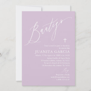 Invitación de bautismo de niña púrpura einladung