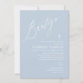 Invitación de bautismo de niño azul polvoriento einladung (Vorderseite)