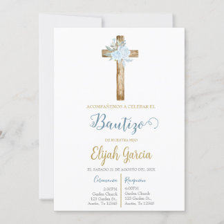 Invitación de bautismo floral azul en español invi einladung