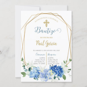 Invitación de bautismo floral azul en español invi einladung