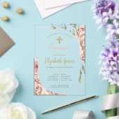 Invitación de bautismo floral rosa en español acryleinladungen (In Situ (Hochzeit))