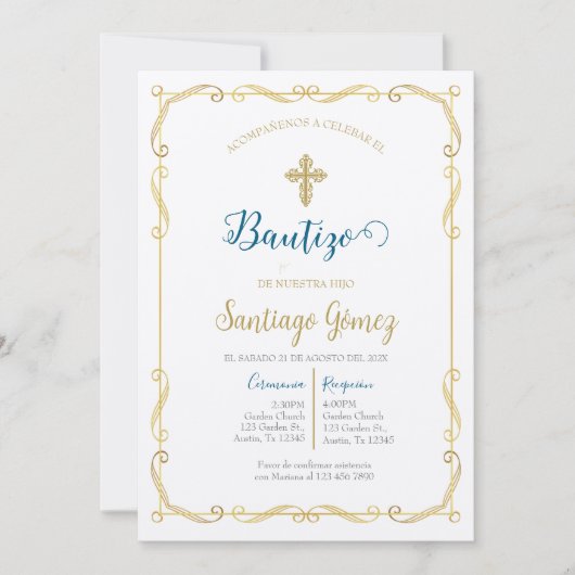 Invitación de bautismo para niño einladung (Vorderseite)