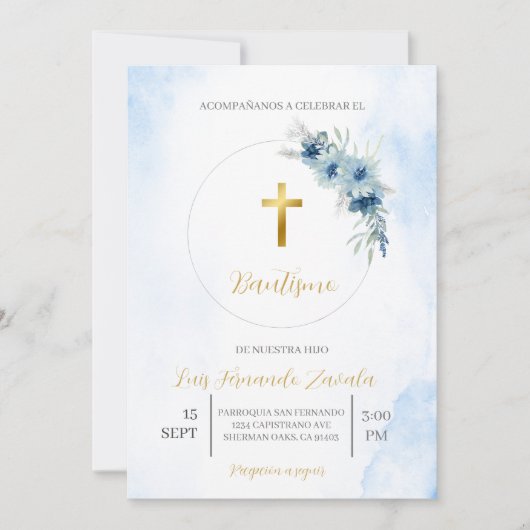 Invitación de bautismo para niño einladung (Vorderseite)