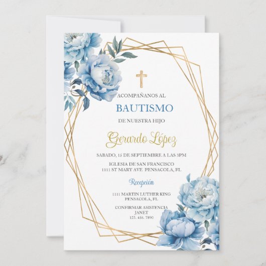 Invitación de bautismo para niño einladung (Vorderseite)