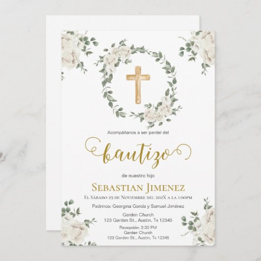 Invitación de bautizo en español einladung (Vorne/Hinten)