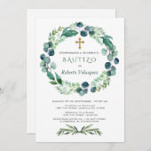 Invitacion De Bautizo Eukalyptus Spanish Invite Einladung (Vorne/Hinten)