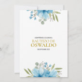 Invitación de bautizo flores azul y verde einladung (Rückseite)
