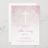 Invitación de Bautizo Niña Rosa Einladung Spaniens (Vorne/Hinten)