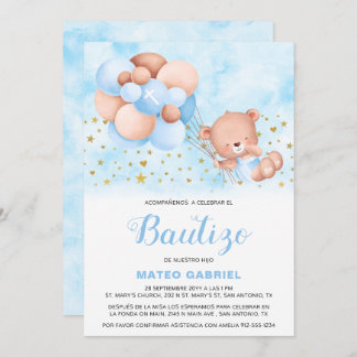 Invitación de Bautizo para Niño con Oso Taufe Einladung