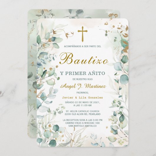 Invitación de Bautizo Y Primer Añito Einladung (Vorne/Hinten)
