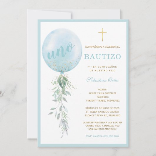 Invitación de Bautizo Y Primer Añito Einladung (Vorderseite)