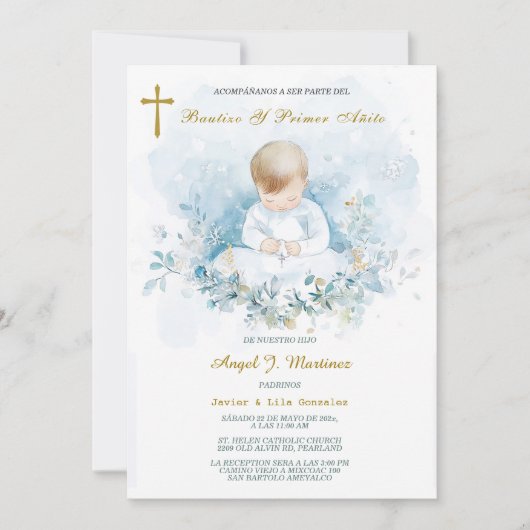 Invitación de Bautizo Y Primer Añito Einladung (Vorderseite)