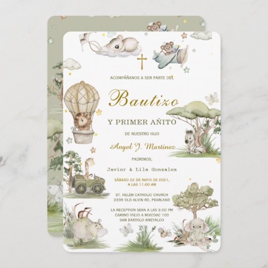 Invitación de Bautizo Y Primer Añito Einladung (Vorne/Hinten)