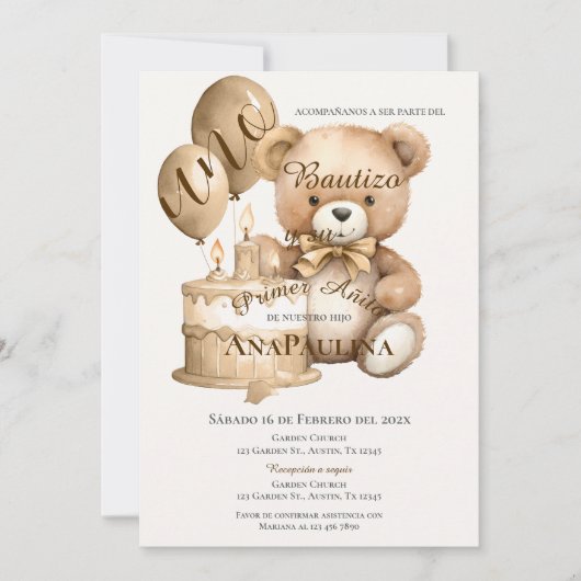 Invitación de Bautizo y primer año en español Einladung (Vorderseite)