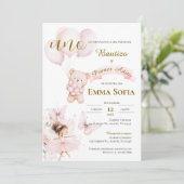 Invitación de Bautizo y primer año en español Einladung (Stehend Vorderseite)