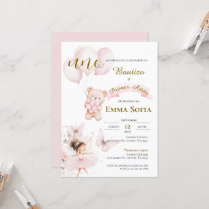 Invitación de Bautizo y primer año en español Einladung