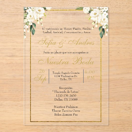 Invitación de boda acrílico acryleinladungen (Vorderseite)