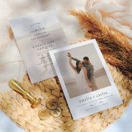 Invitación de Boda Boho y Elegante con 2 Fotos Einladung
