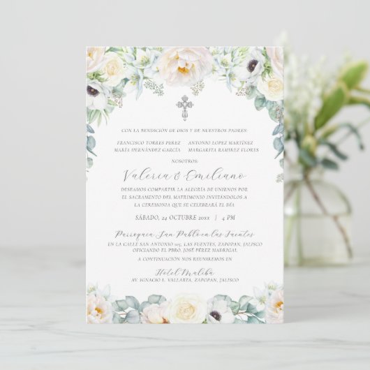 Invitación de Boda Catolica Hochzeit feierlich Einladung (Stehend Vorderseite)