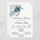 Invitación de boda con flor azul einladung (Vorne/Hinten)