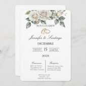 Invitación de boda con flor blanca einladung (Vorne/Hinten)