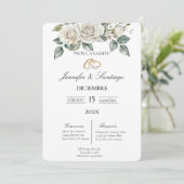 Invitación de boda con flor blanca einladung (Stehend Vorderseite)