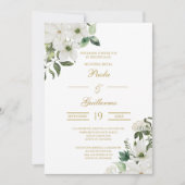 Invitación de boda con flor blanca einladung (Vorderseite)