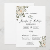 Invitación de boda con flor blanca einladung (Vorne/Hinten)