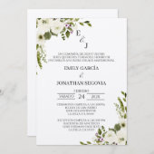 invitación de boda con flores blancas einladung (Vorne/Hinten)