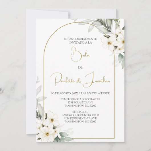 Invitacion de boda con ramo blanco einladung (Vorderseite)