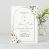 Invitacion de boda con ramo blanco einladung (Stehend Vorderseite)