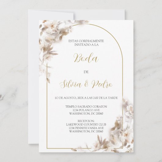 Invitacion de boda con ramo blanco einladung (Vorderseite)