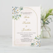 Invitacion de boda con ramo blanco einladung (Stehend Vorderseite)