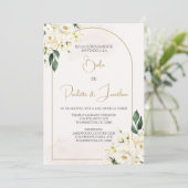 Invitacion de boda con ramo blanco einladung (Stehend Vorderseite)