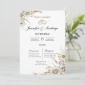 Invitación de boda con ramo y anillo einladung (Stehend Vorderseite)