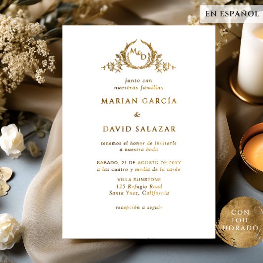 Invitacion De Boda Con Relieve Metal Dorado Real Folieneinladung