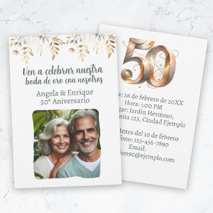 Invitación de boda de oro de 50 años con foto einladung