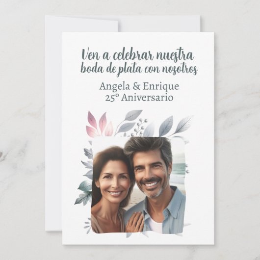 Invitación de boda de plata de 25 años con foto einladung (Vorderseite)